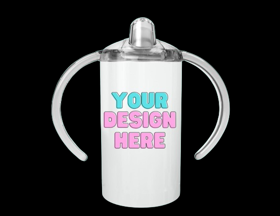 Sippy cup tumbler 12oz with double handle and straw lid, your own design, personalised