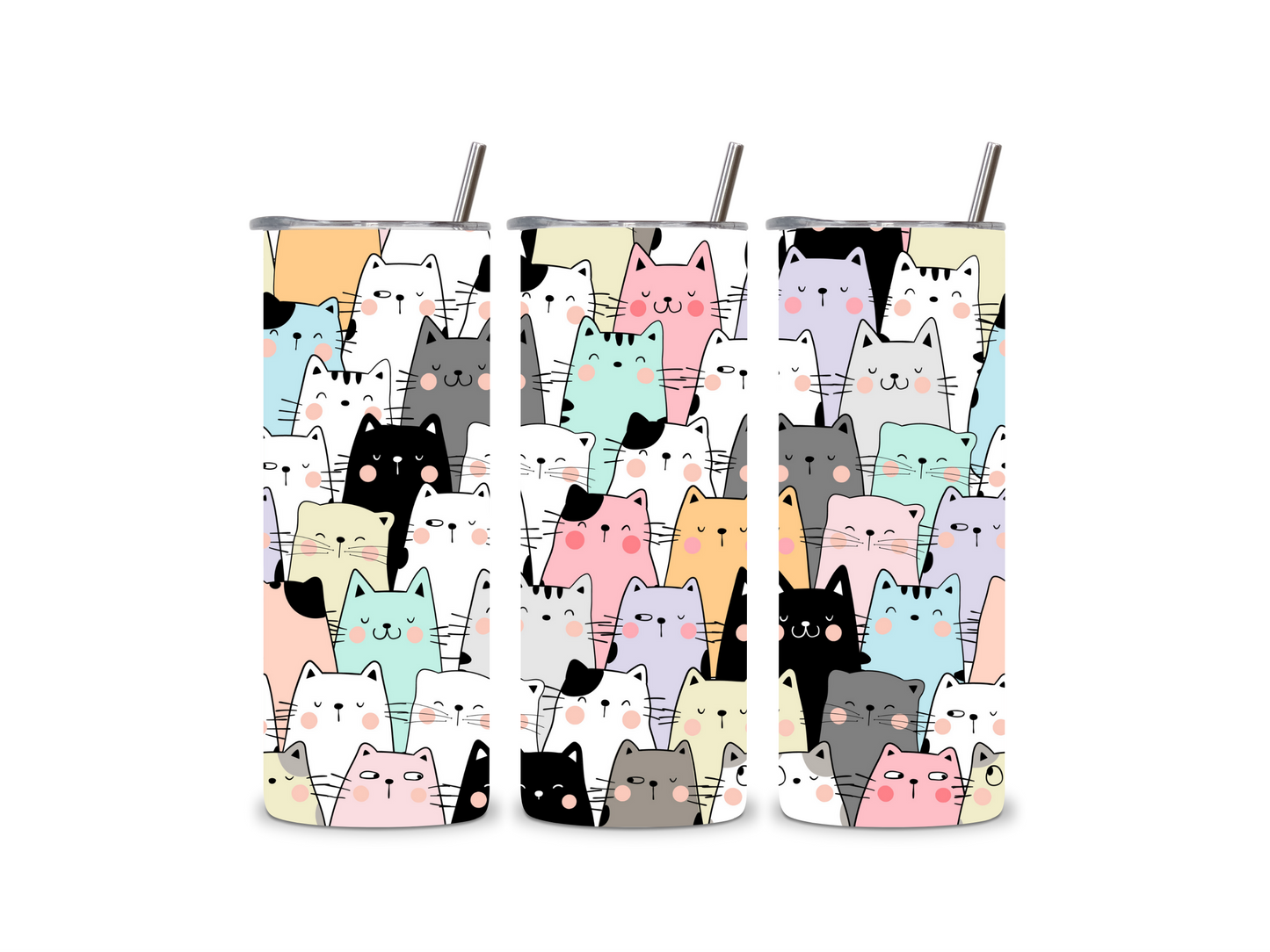 Cat tumbler gift, 20oz (600ml), cup with straw, stainless steel for cat lovers, animals, pet