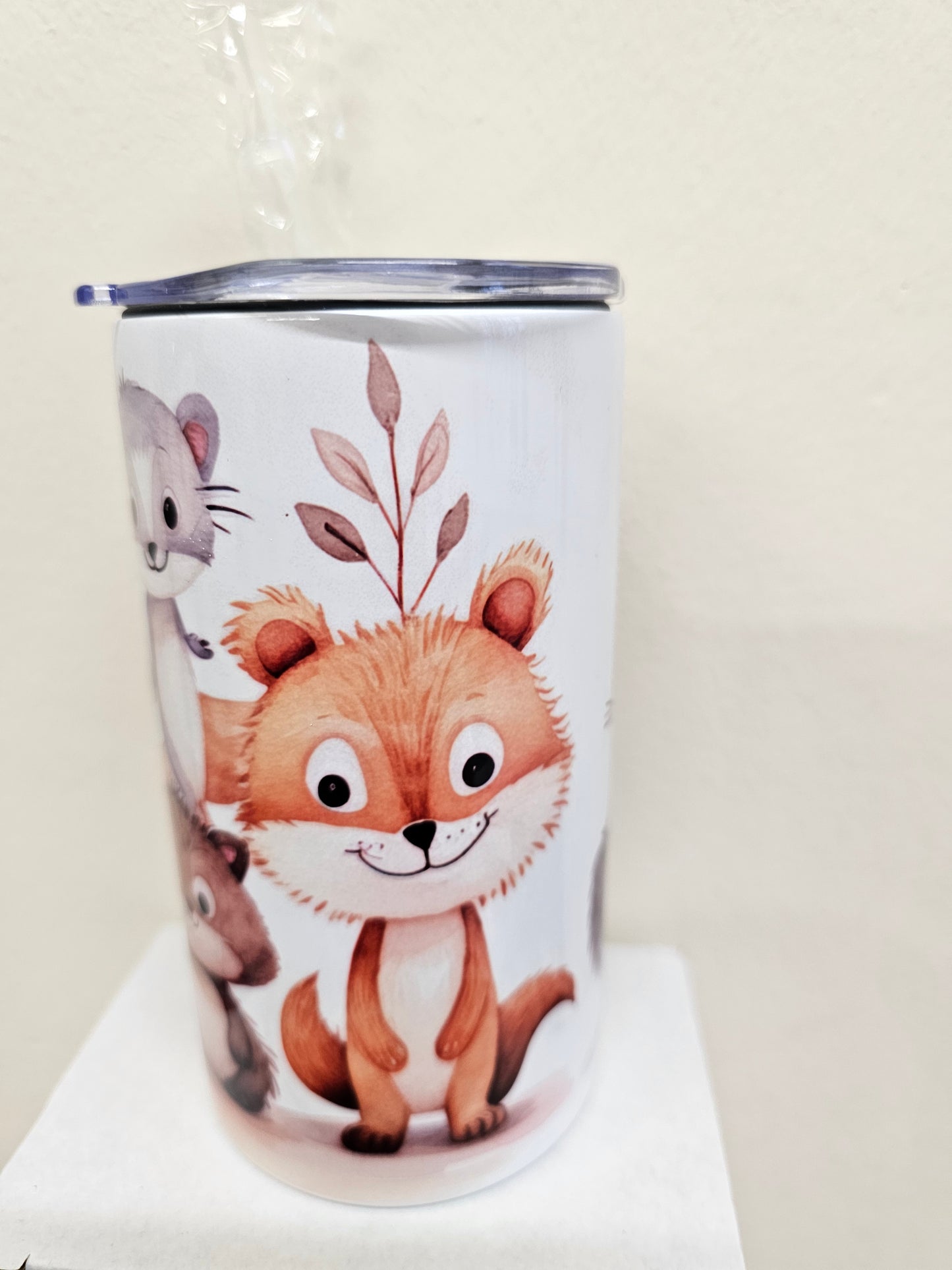 Sippy cup tumbler 12oz with double handle and straw lid, animals