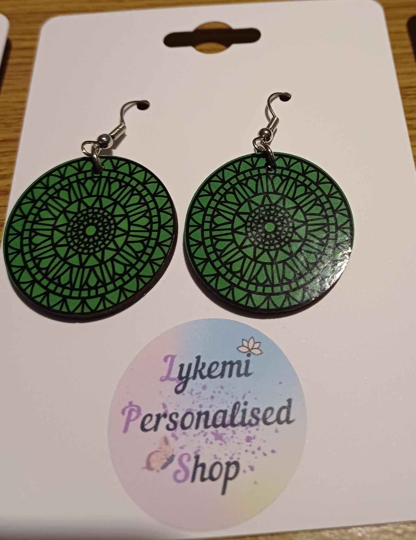 Green Cute Handmade Mandala Earrings