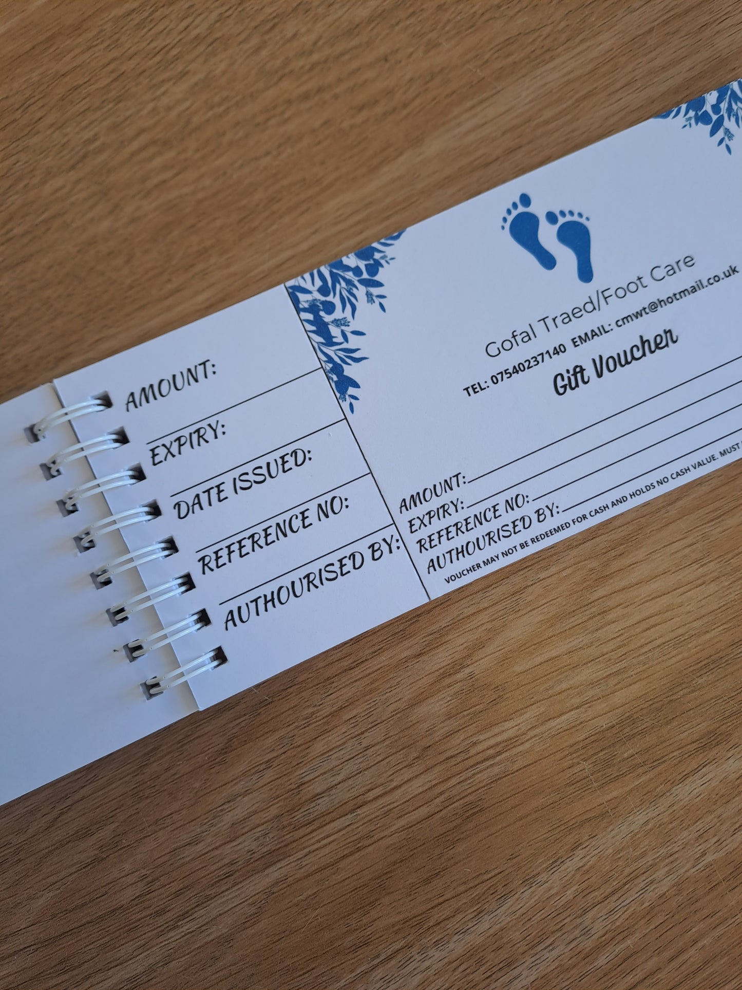 Personalised gift voucher booklet, business gift certificate