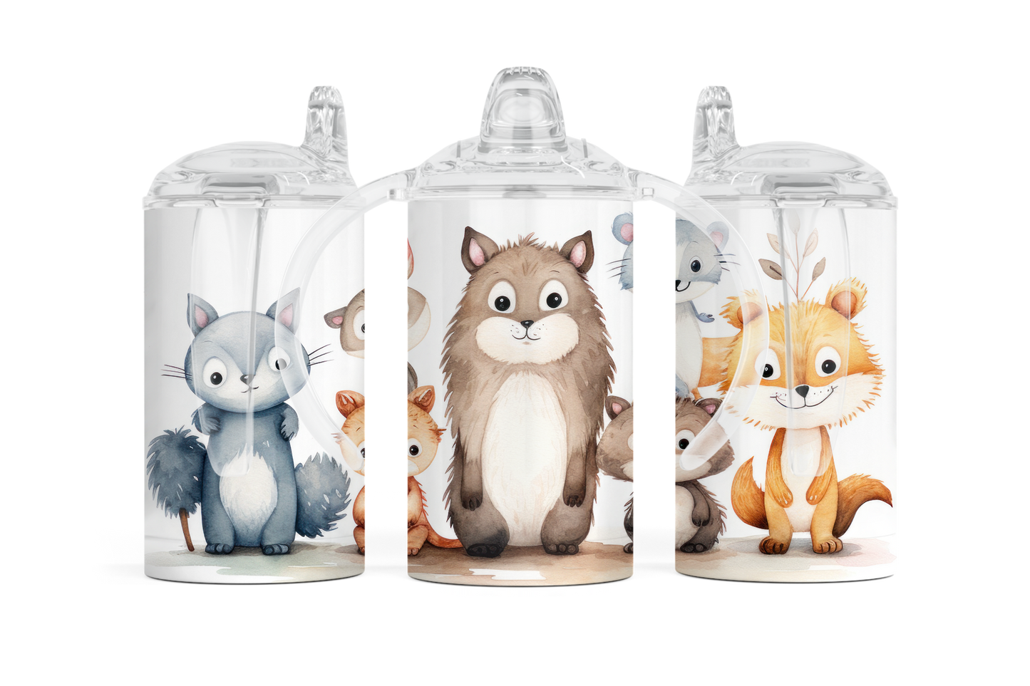 Sippy cup tumbler 12oz with double handle and straw lid, animals