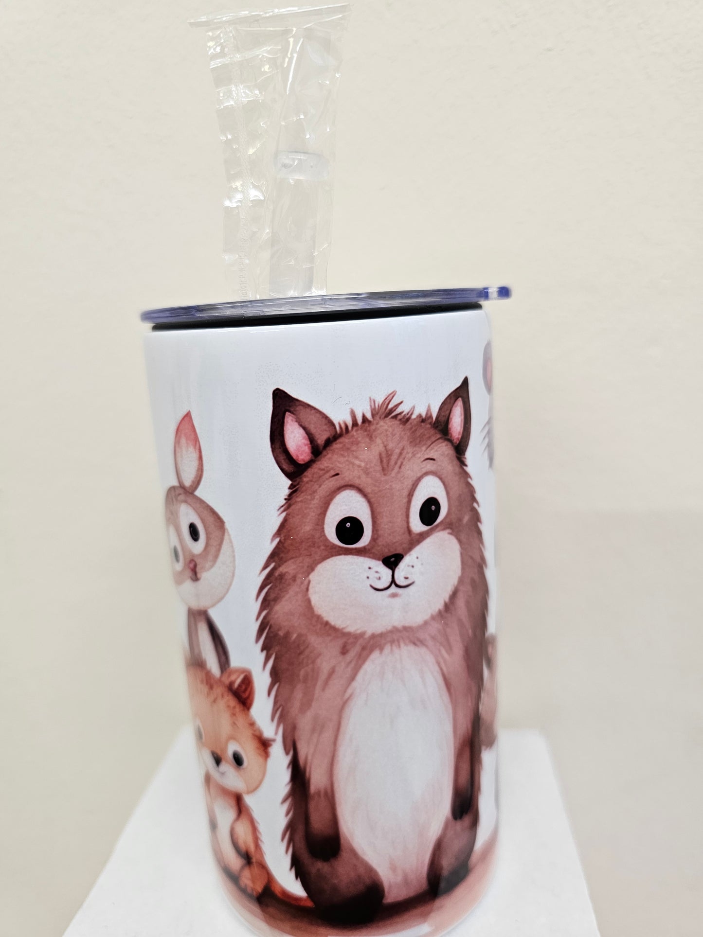 Sippy cup tumbler 12oz with double handle and straw lid, animals