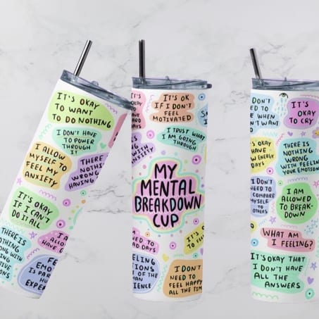 Self love, self care affirmation tumbler 20oz with straw