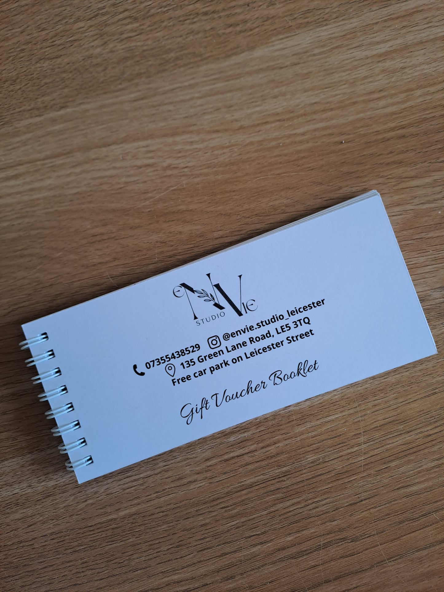 Personalised gift voucher booklet, business gift certificate