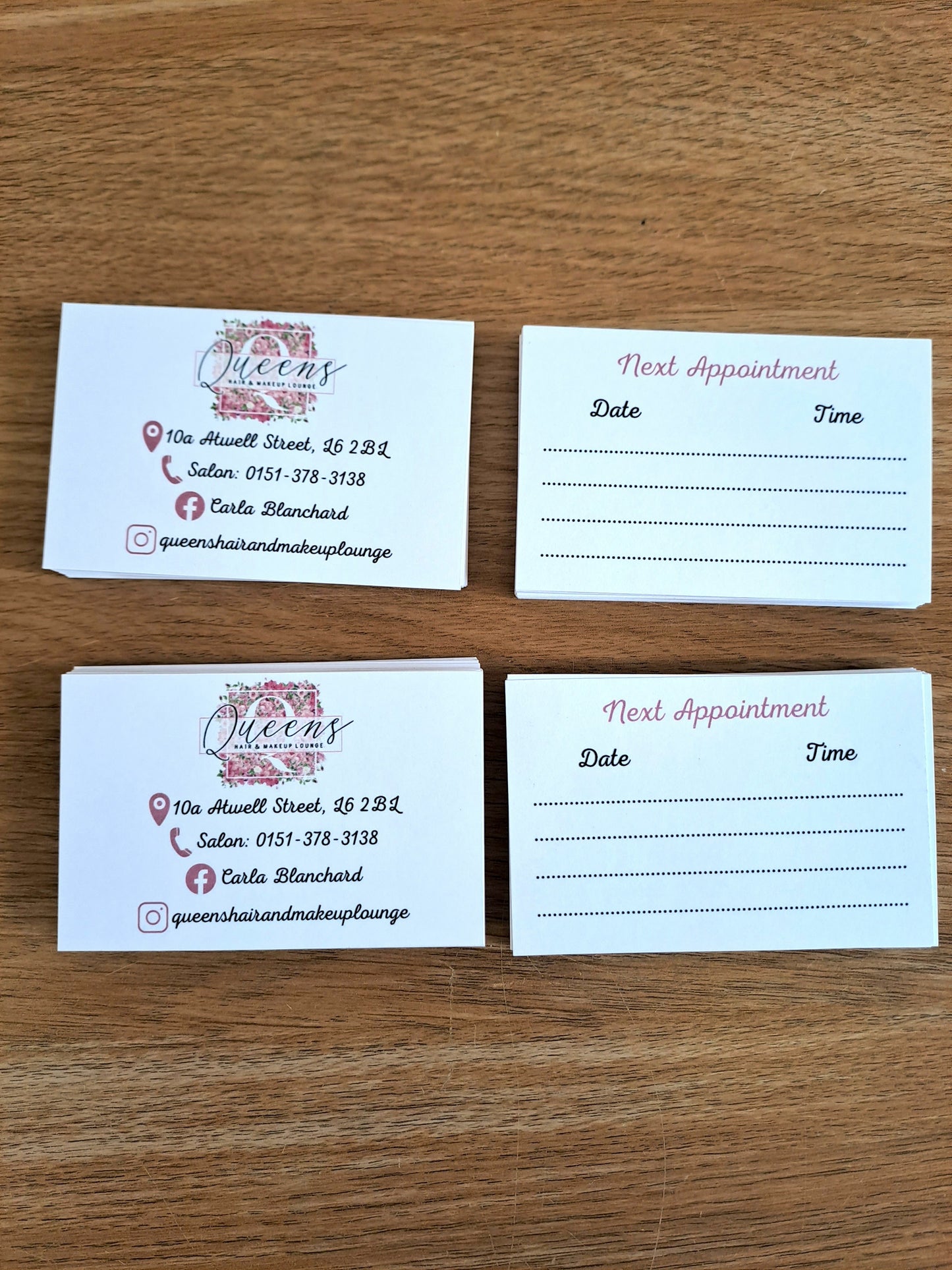 Business Cards, Appointment Cards, Loyalty Cards, Thank you Cards Single Sided Double Sided.