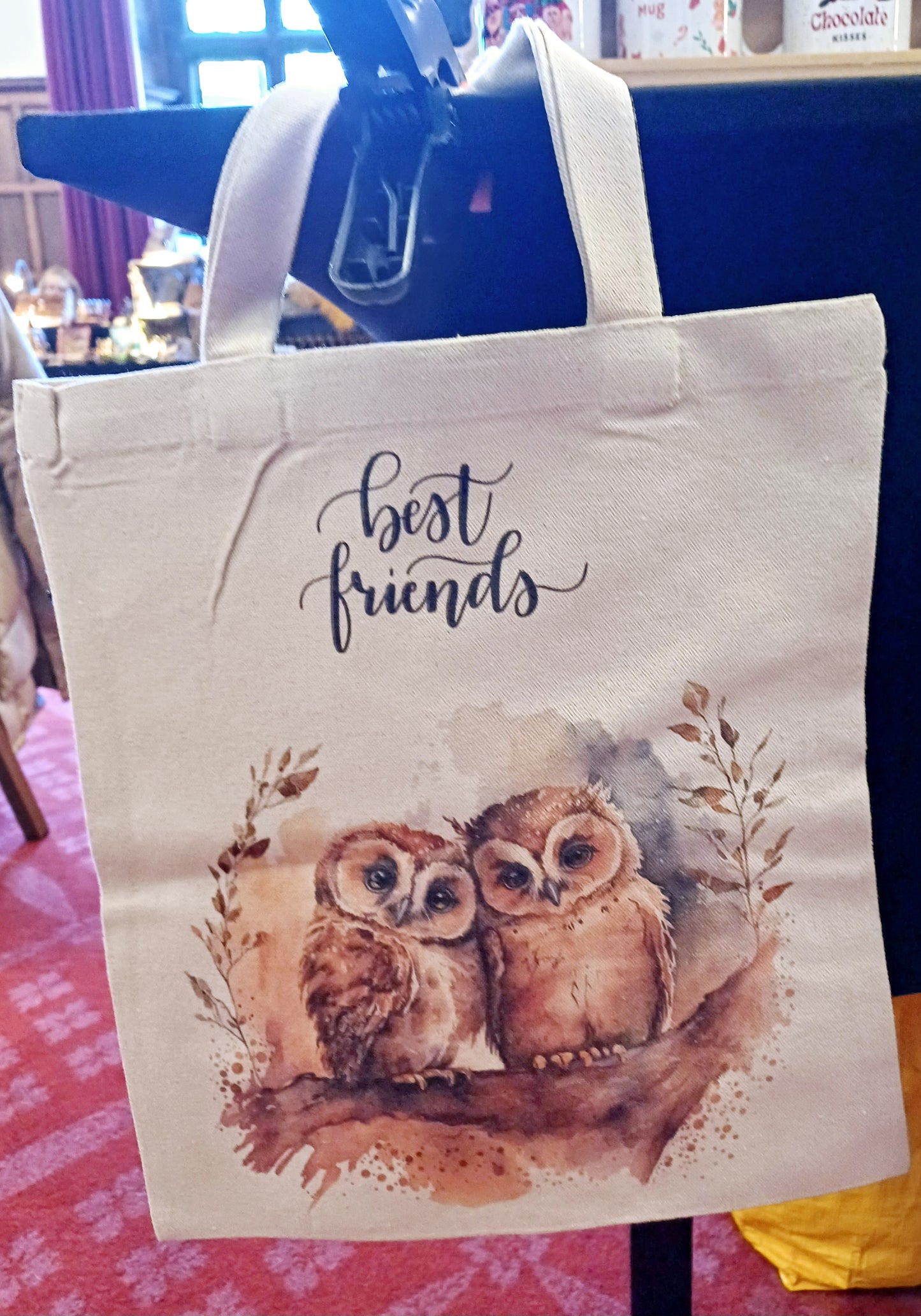 Owl best friends tote bag, shopping bag, canvas tote bag
