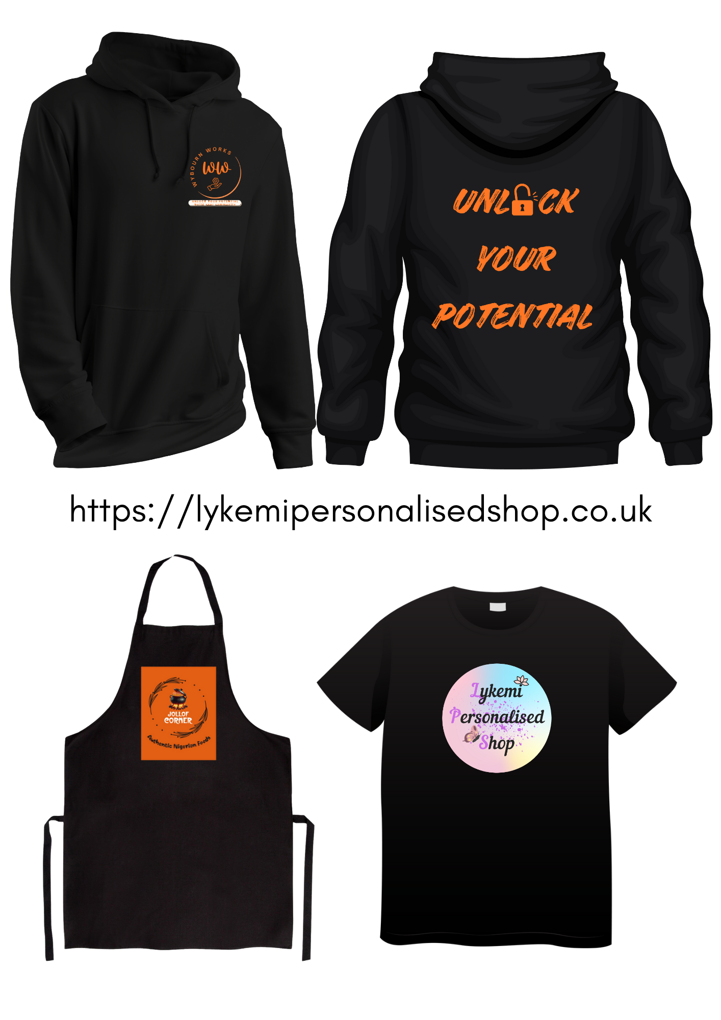 Professional and personalised business hoodie, front, back, sleeve or breast pocket print. Sizes upto 4XLarge.