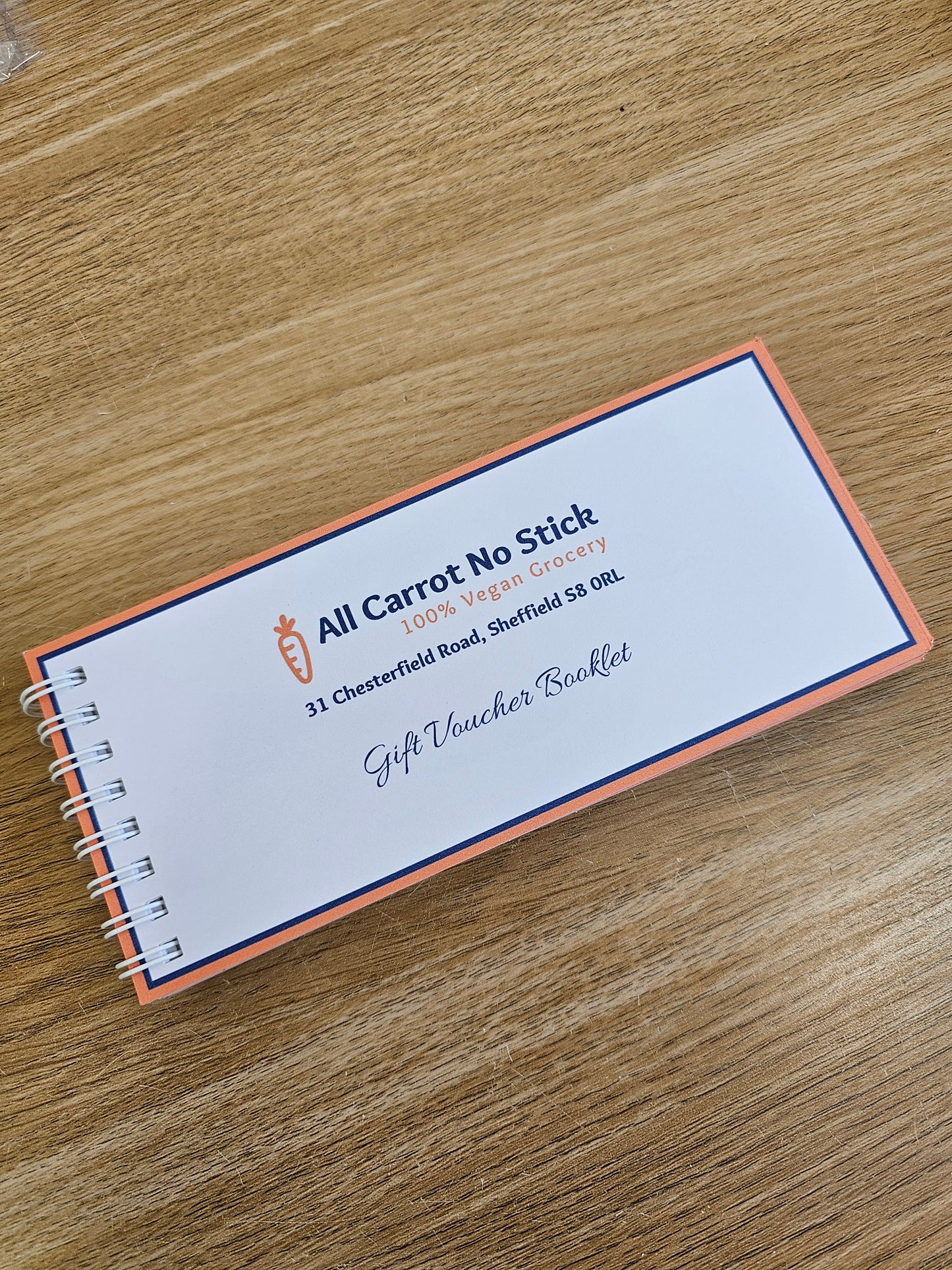 Personalised gift voucher booklet, business gift certificate