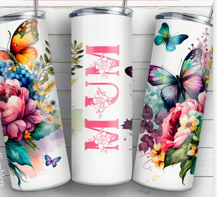 Mother's day tumbler gift, 20oz (600ml), cup with straw, stainless steel with MUM word