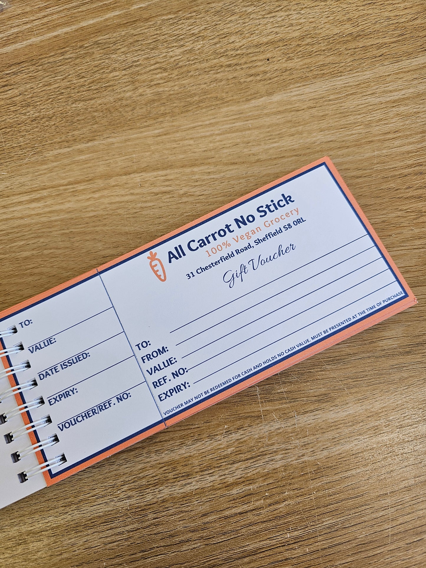 Personalised gift voucher booklet, business gift certificate