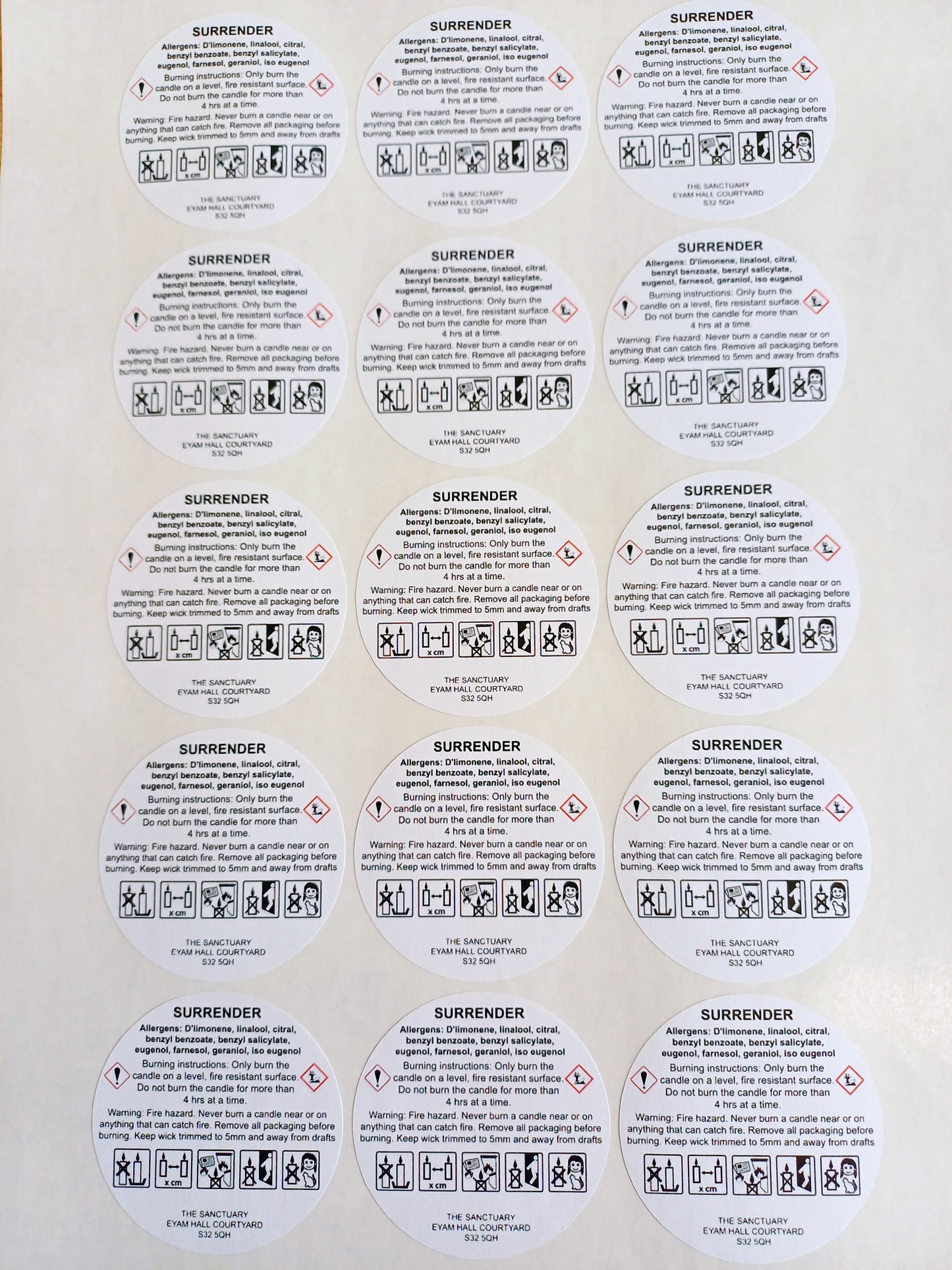 CLP Circle Stickers for Candle, Wax Melts, Room Spray, Air Freshner, Matt Paper.